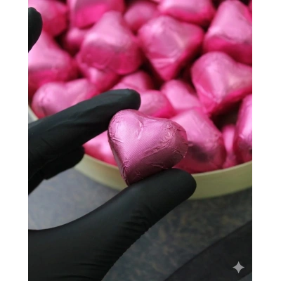 Kalp Dolgulu Çikolata - Pembe (Fındıklı )