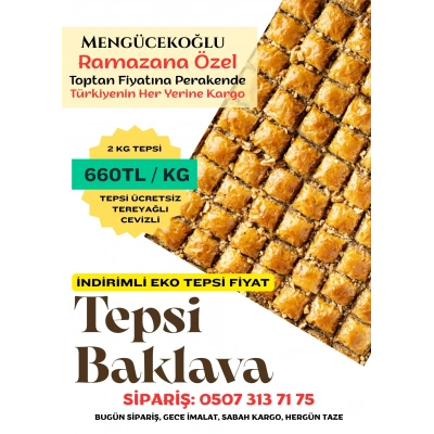 Ramazana Özel Cevizli Baklava Tepsi 2 kg  (690 tl/ 1 kg)