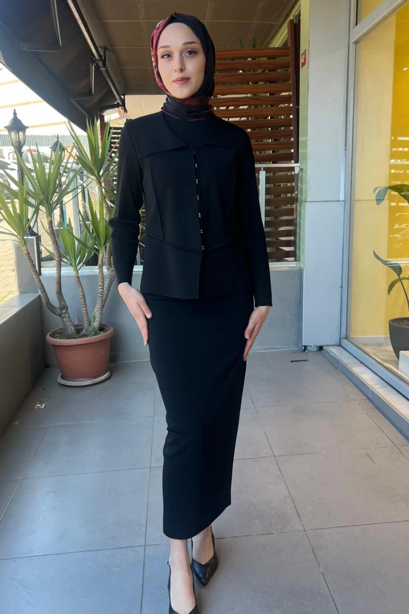Yaka Detaylı Triko Şık Ceket T26Y-8204