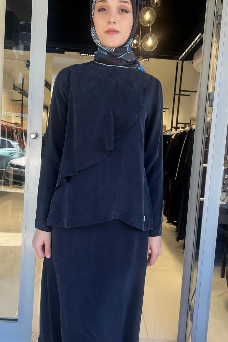 Ön Kısmı Hareketli Cupro Detaylı Tunik T26Y-6035
