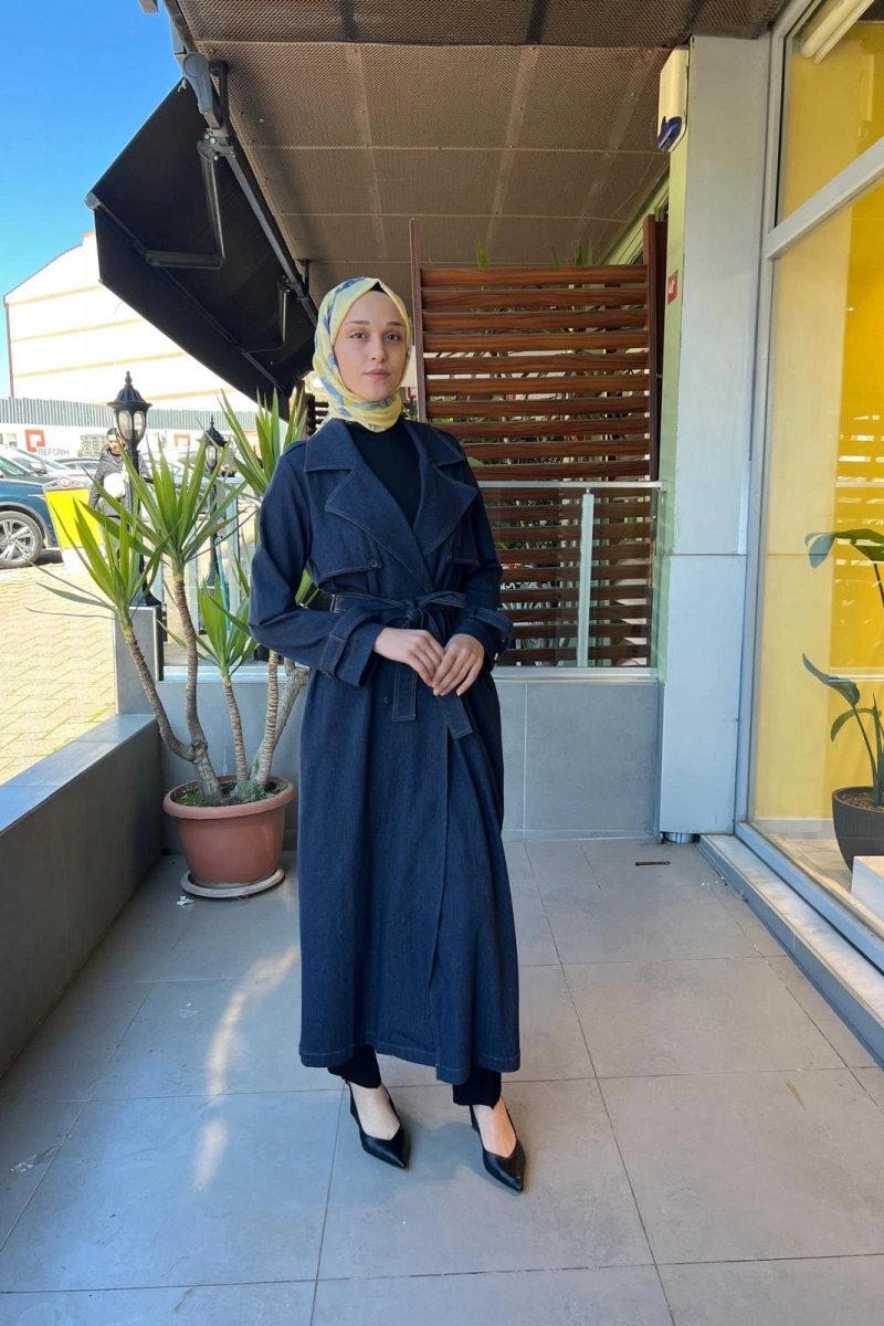 Düz Renk Denim Trençkot T26Y-8000