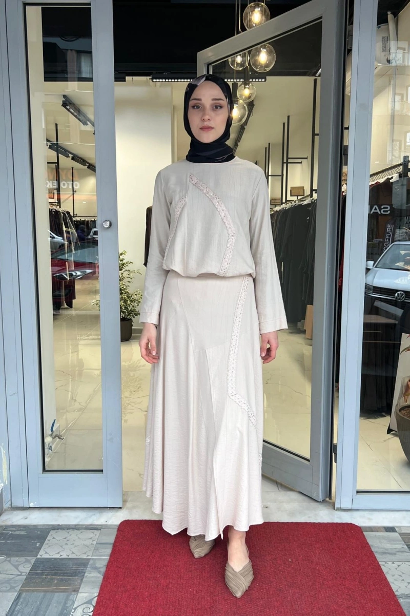 Asimetrik Pul Şeritli Tunik 26MY2136