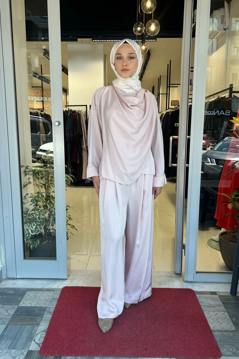 Resa Asetat Şal Detaylı Pantolon TD-4768