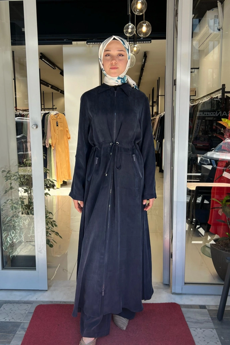 Fermuarlı Beli Büzgülü Cupro Ceket 2268329