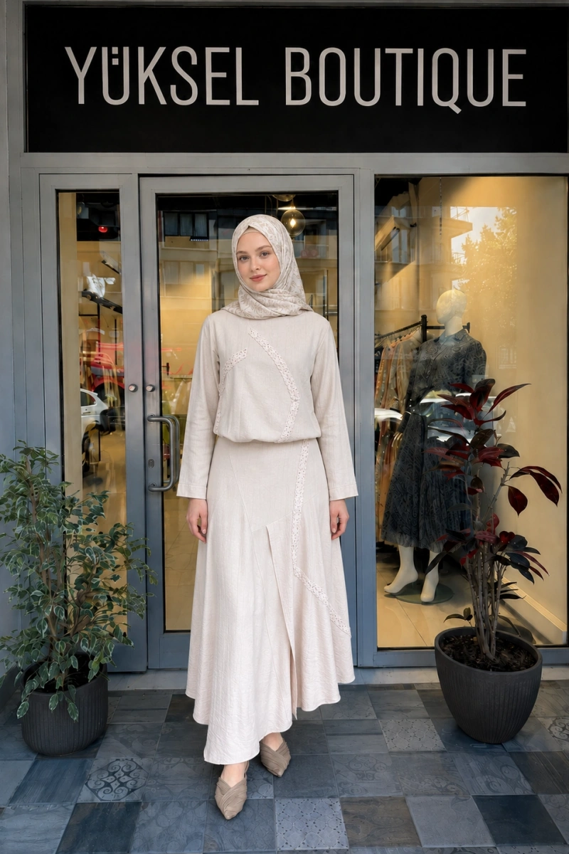 Asimetrik Pul Şeritli Tunik 26MY2136