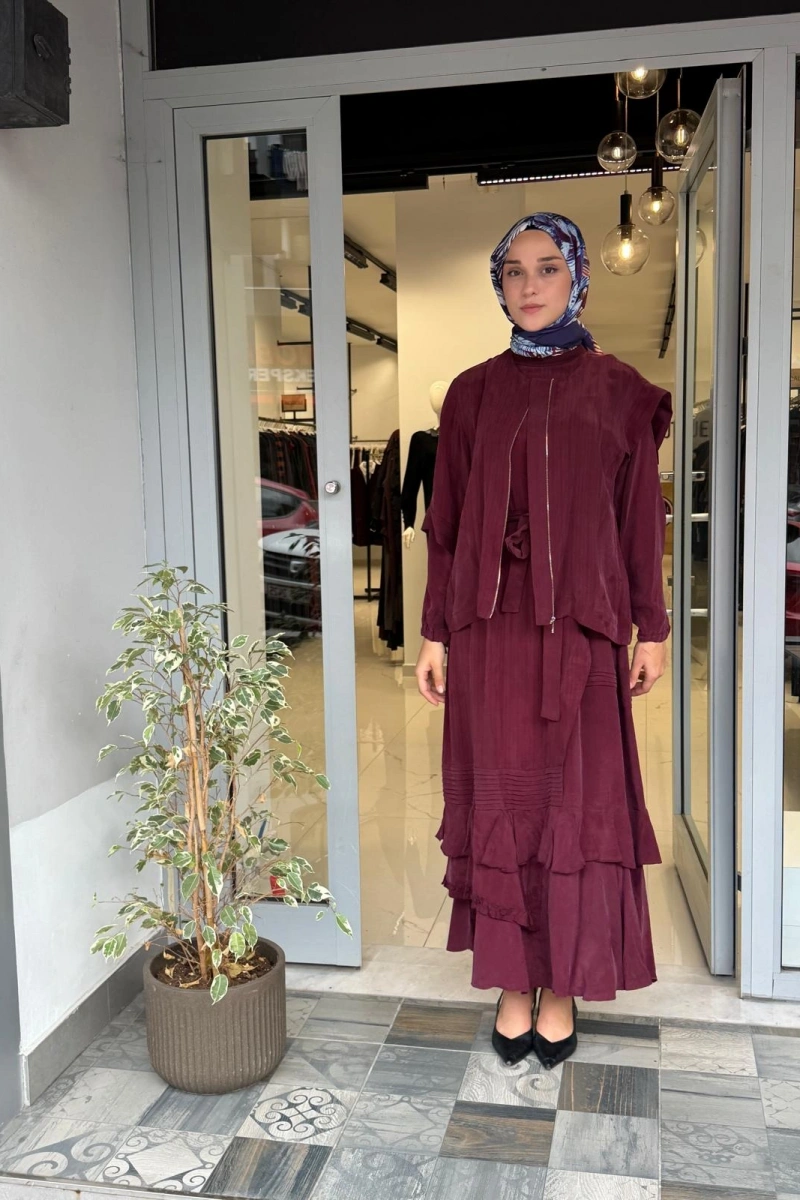 Elbise Bordo 40837
