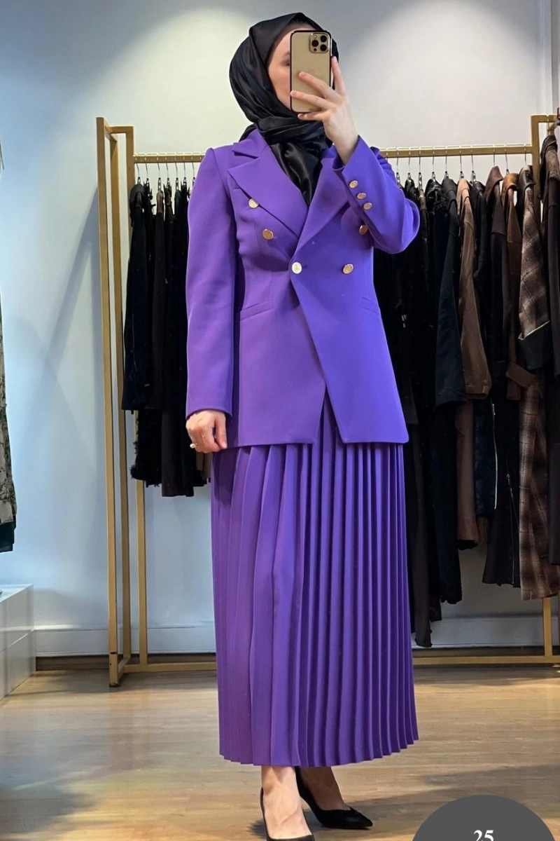 Jamıla Sarah Plise Etekli Blazer Takım FW25-9021