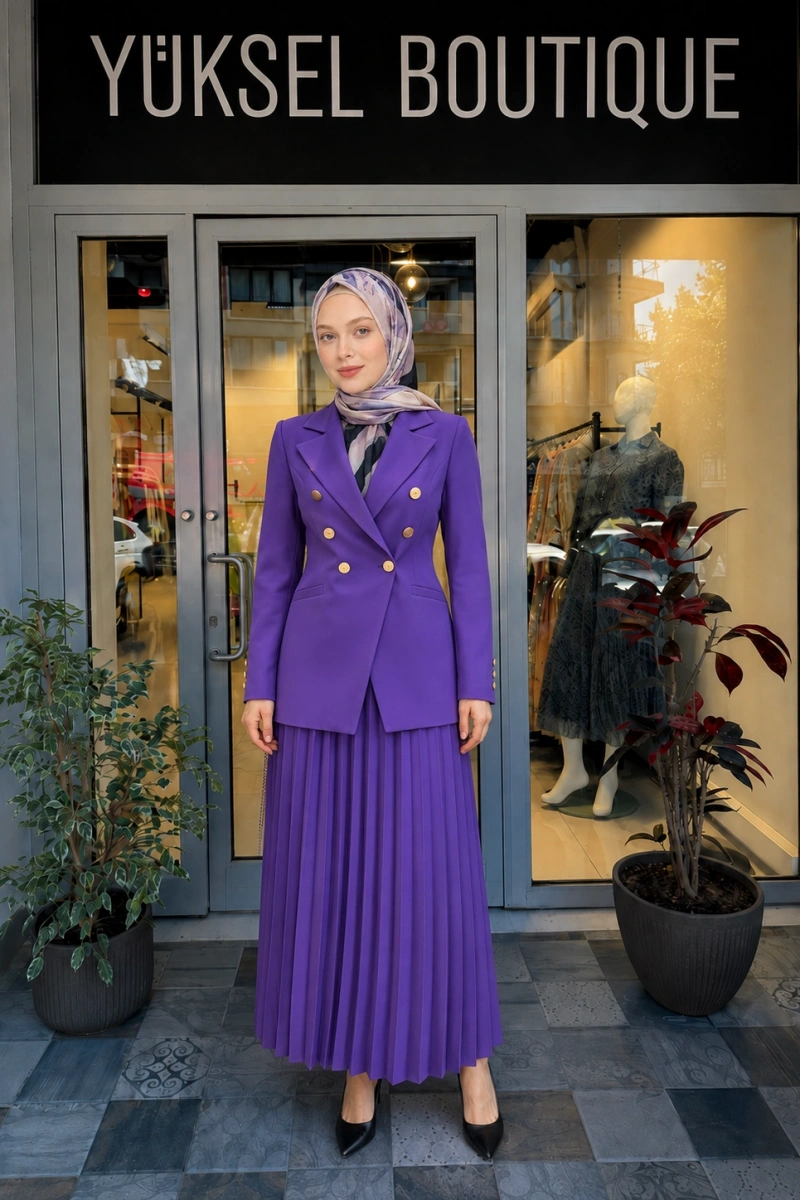 Jamıla Sarah Plise Etekli Blazer Takım FW25-9021