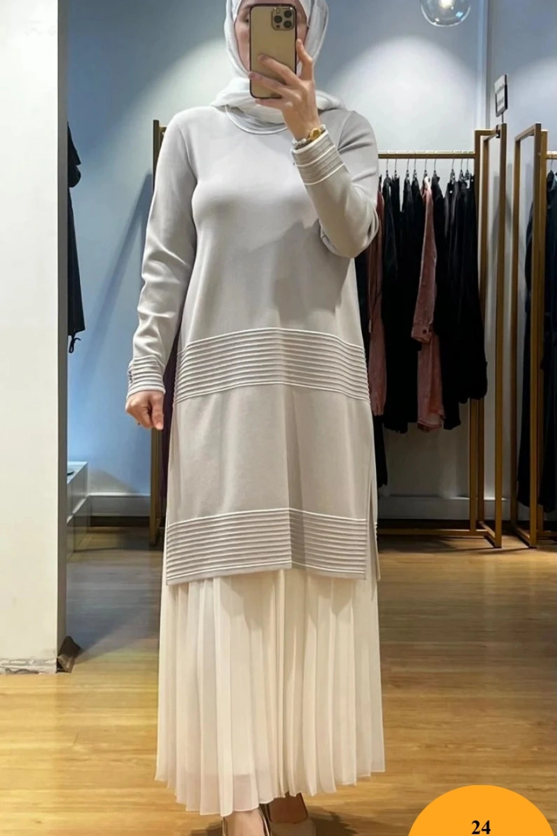 MissDalida Bekletme ve Çizgi Detay. Triko Tunik T24Y-6023