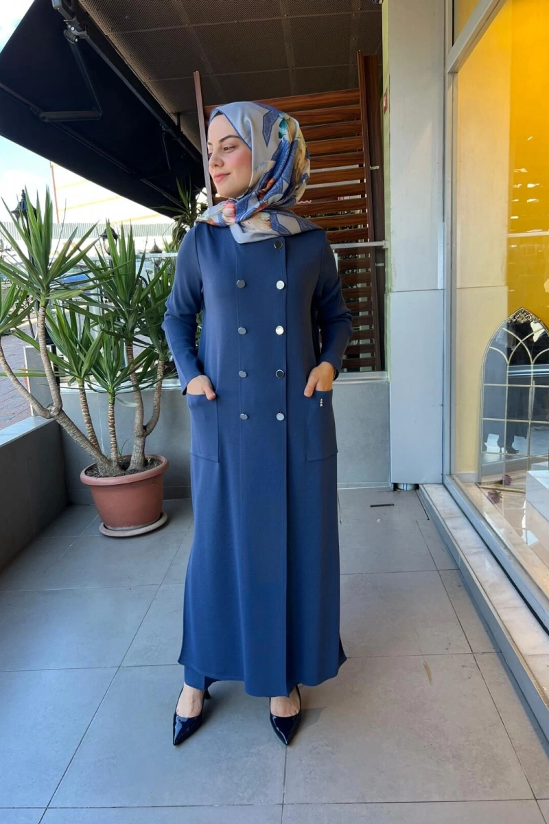 MissDalida Kruvaze Düğmeli Uzun Hırka T25PF-9000