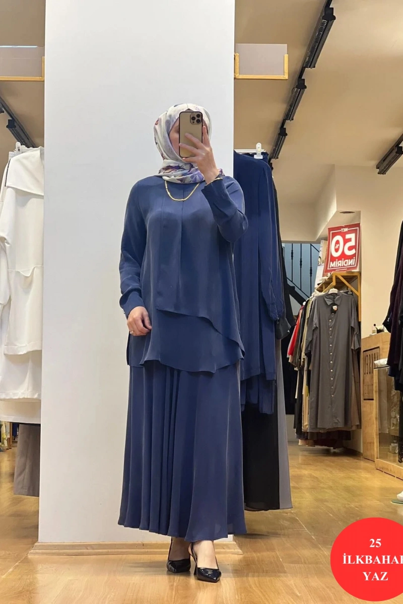 MissDalida Ön Kısmı Hareketli Kesim Cupro Tunik 25Y-6026
