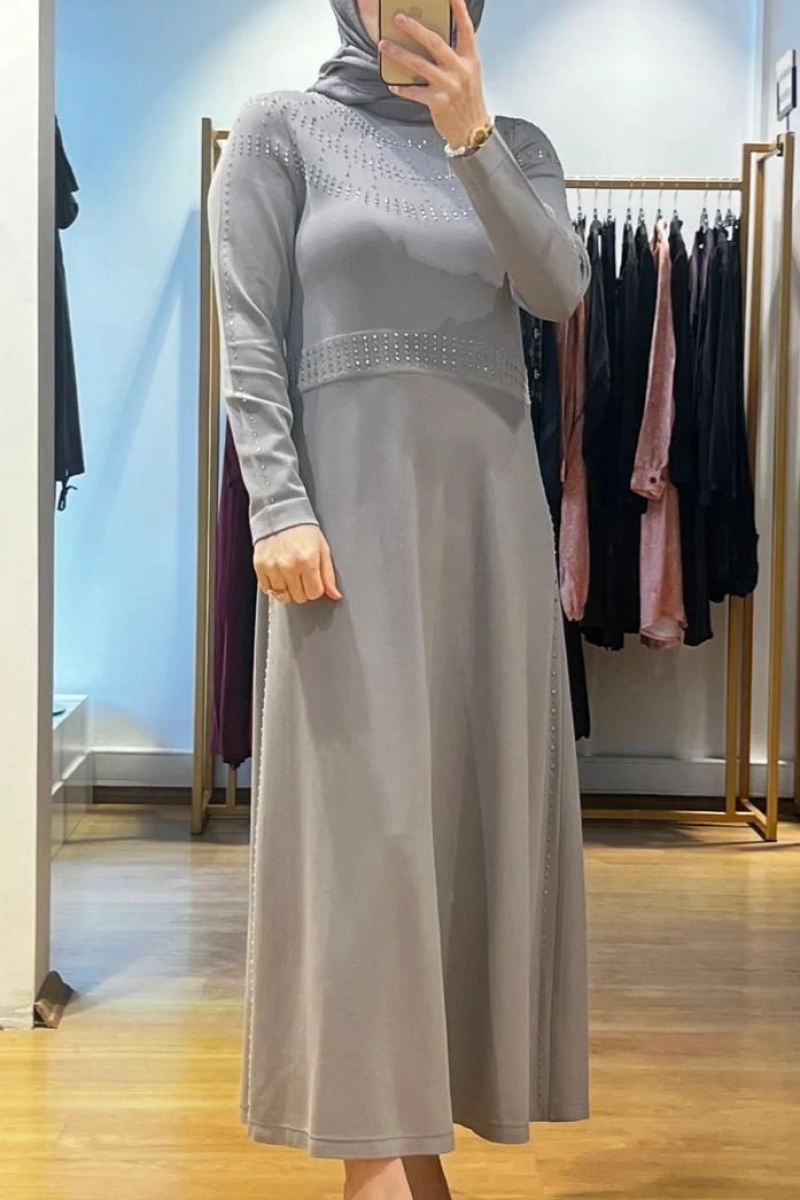 MissDalida Yakası Taşlı Elbise T24Y-4018