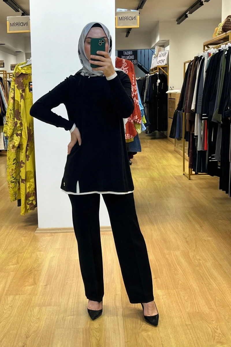 MissDalida Yakası Yırtmaçlı Triko Tunik T25PF-6002