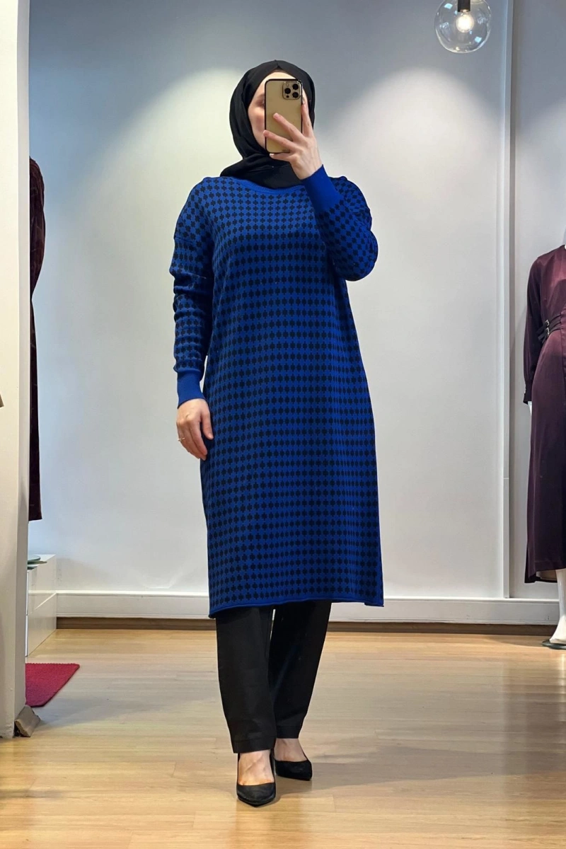 MissWhence Kazayağı Desenli Triko Tunik 34011