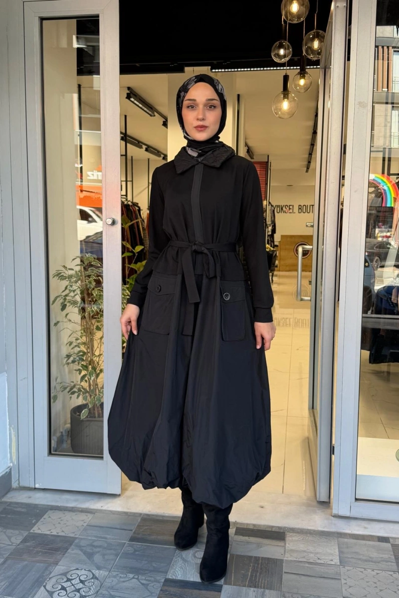 Tafta Elbise Siyah 40808
