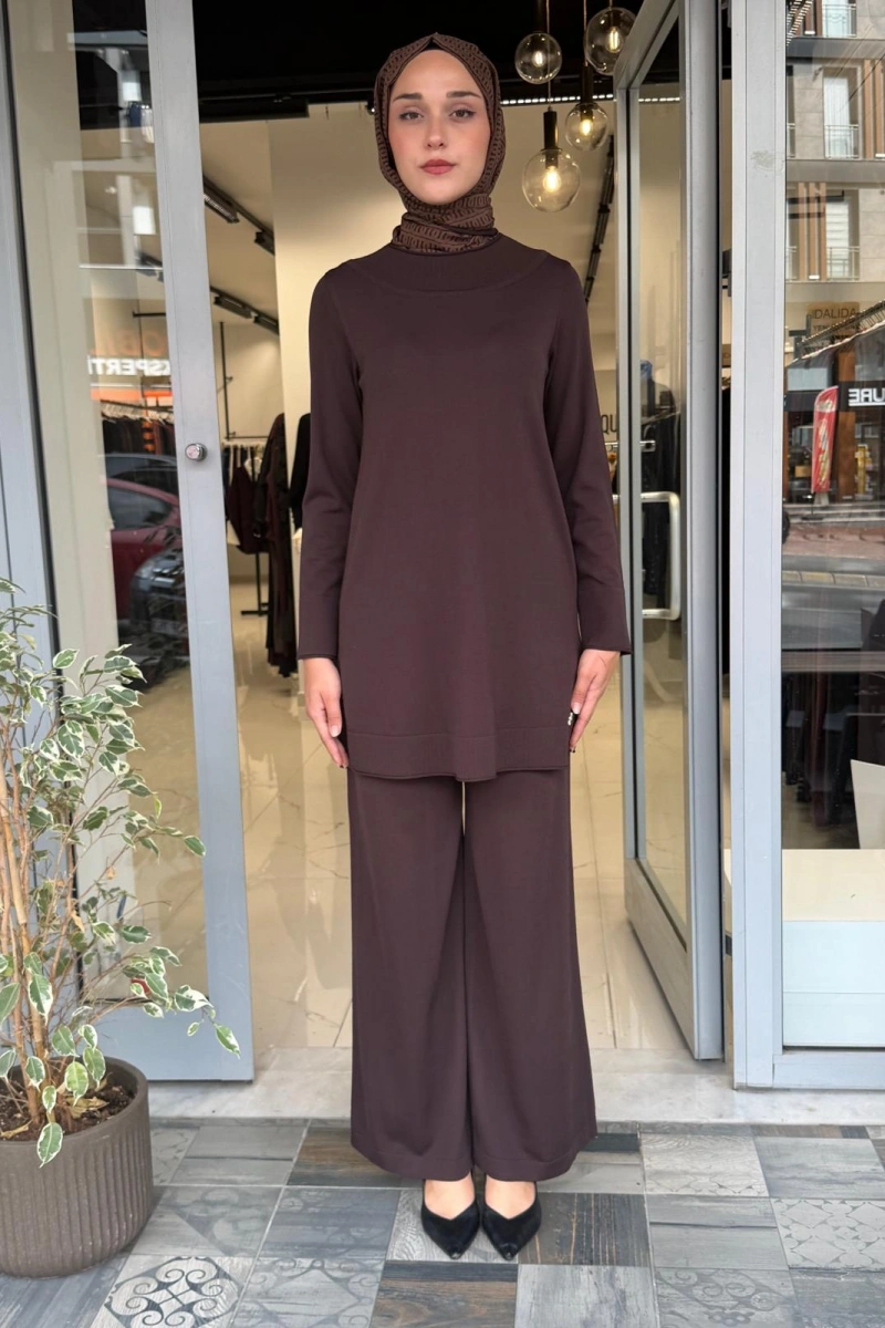 Yuvarlak Yaka Basic Tunik Cacao 3266009