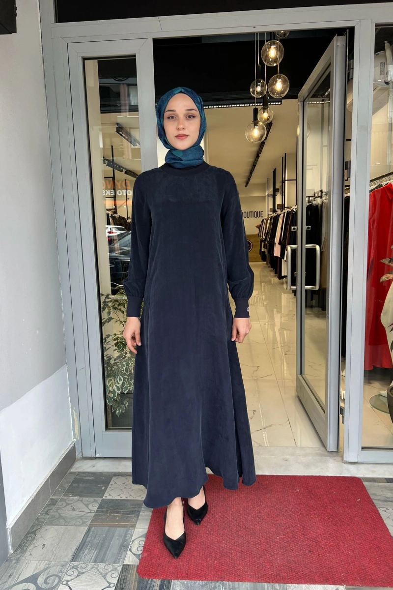 Yuvarlak Yaka Cupro Uzun Elbise 2264304