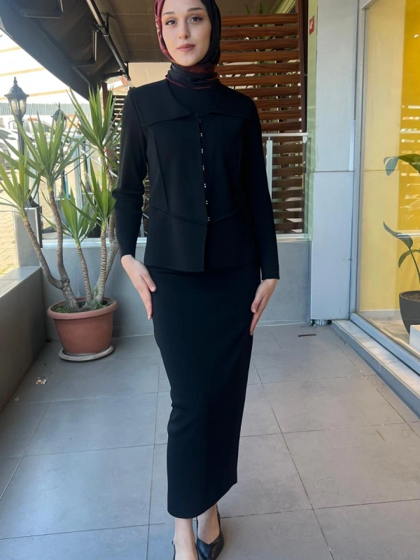 Yaka Detaylı Triko Şık Ceket T26Y-8204