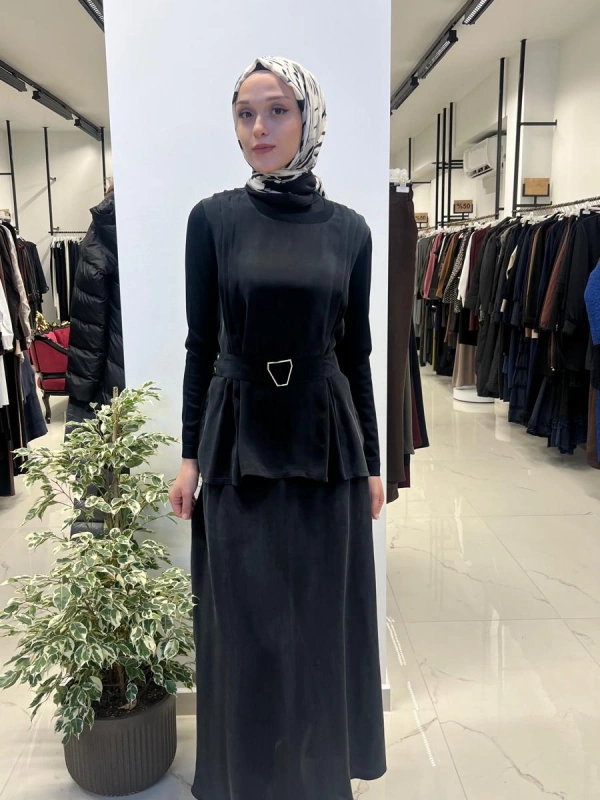 Kemerli Pile Detaylı Cupro Tunik T26Y-6003