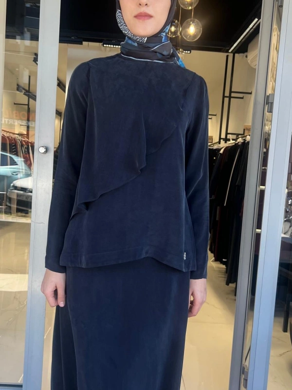 Ön Kısmı Hareketli Cupro Detaylı Tunik T26Y-6035