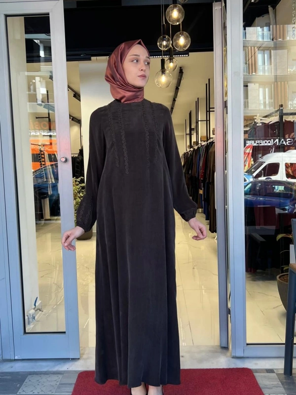 Nakış Detaylı Cupro Elbise T26Y-4015