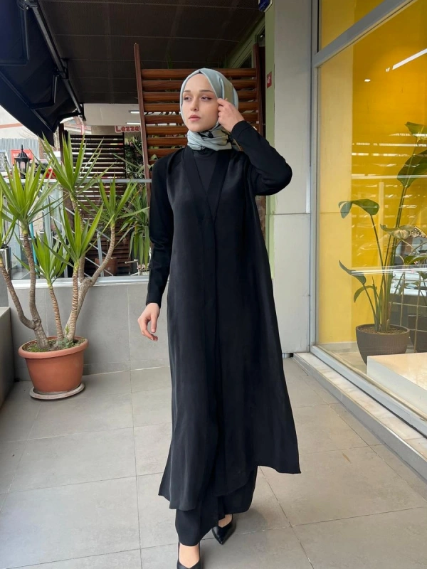 Triko Detaylı V Yaka Cupro Kap T26Y-9000