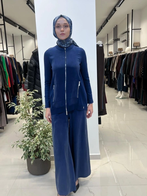 Fermuarlı Cupro Detaylı Triko Ceket T26Y-8203