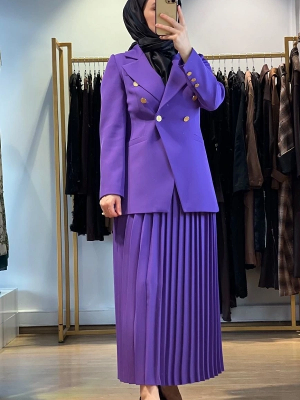 Jamıla Sarah Plise Etekli Blazer Takım FW25-9021