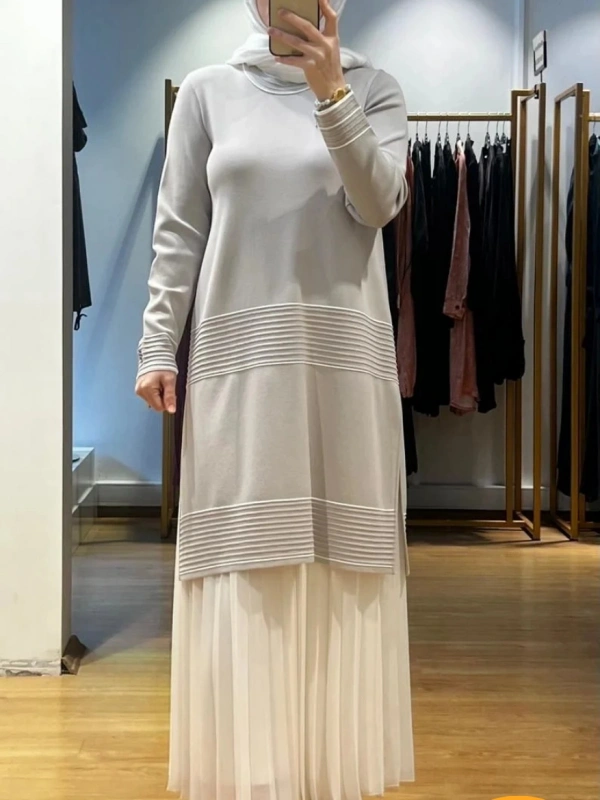 MissDalida Bekletme ve Çizgi Detay. Triko Tunik T24Y-6023