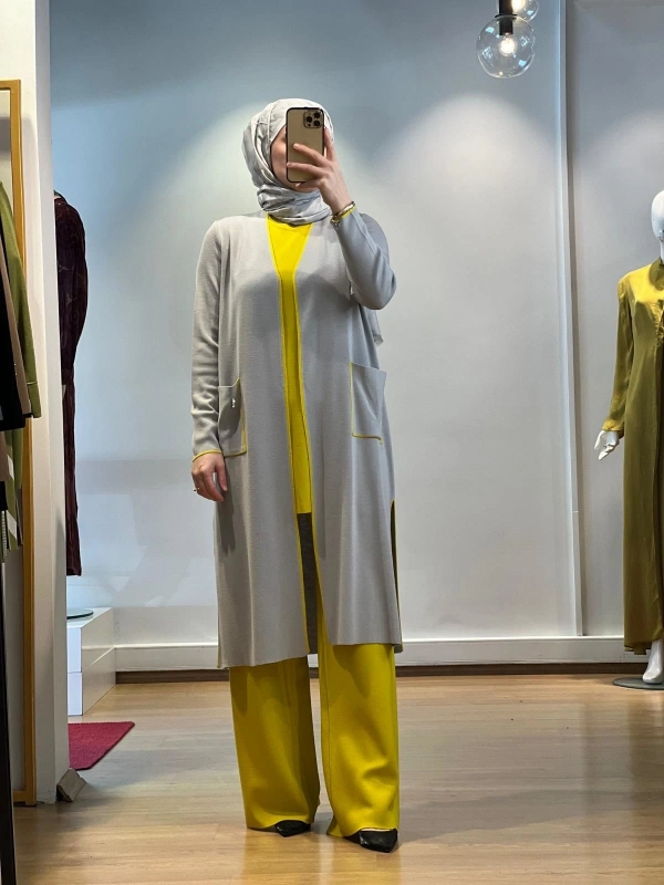 MissDalida Renk Şeritli Uzun Triko Hırka T24K-9015