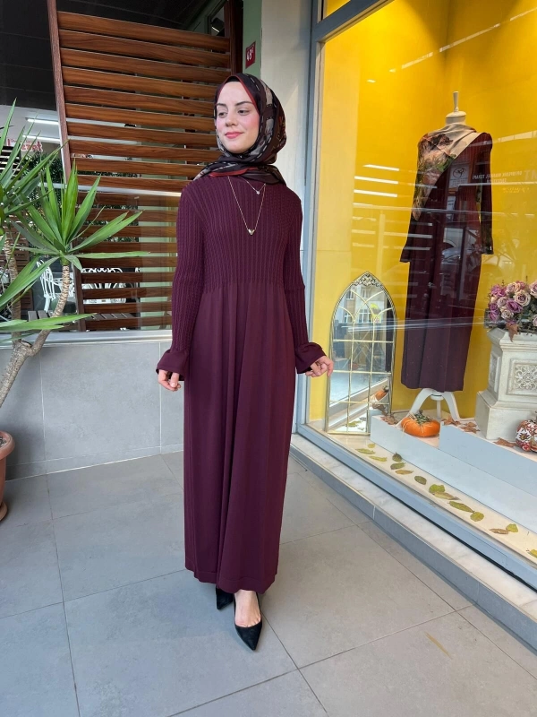 MissDalida Saç Örgü Detaylı Triko Elbise T25PF-4006