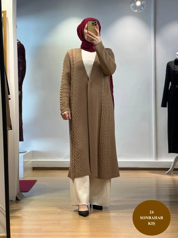 MissDalida Saç Örgüsü Uzun Hırka T24K-9019