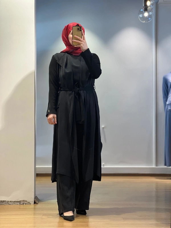 MissDalida Şal Yaka Cupro Triko Tunik TK Hırka 25Y-0006