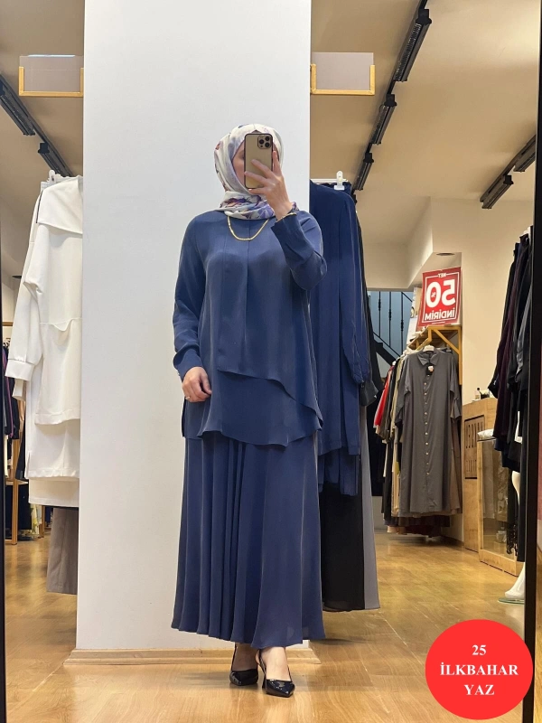 MissDalida Triko Korsajlı Yandan Fermuarlı Kloş Cupro Etek 25Y-2003