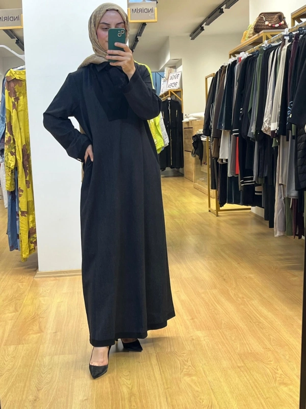 MissDalida V Yaka Denim Elbise T25PF-4010