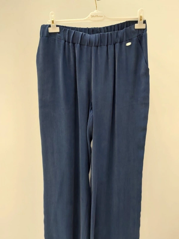 MissDalida Yandan Şeritli Beli Lastikli Bol Paça Cupro Pantolon 25Y-7026