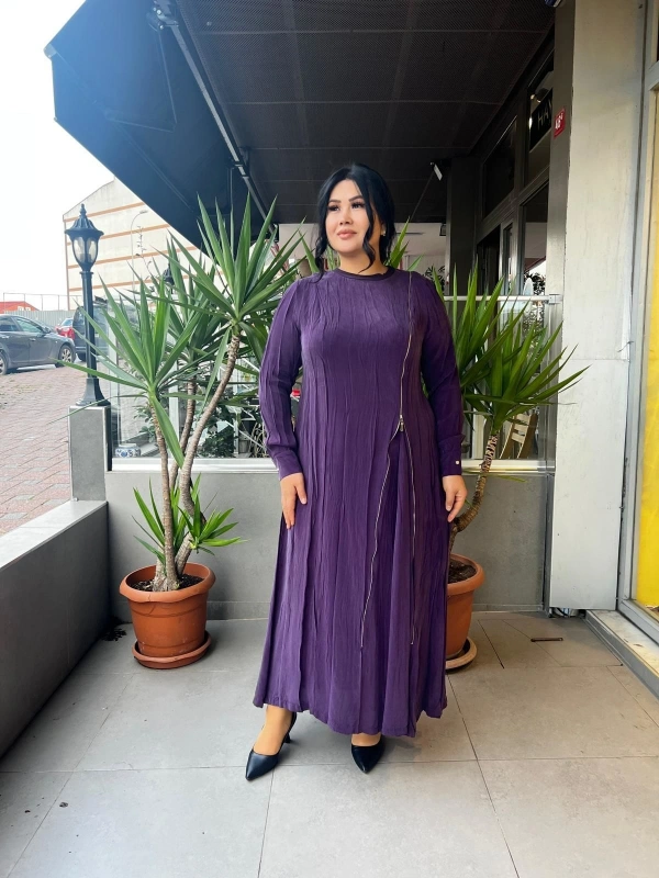 MissWhence Fermuar Detaylı Cupro Elbise 25Y-37830