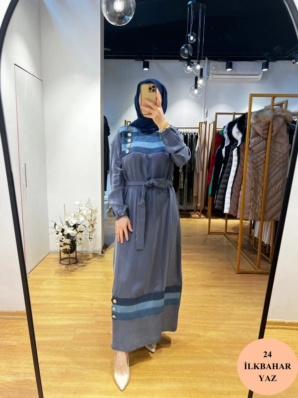 MissWhence Kot Detaylı Cupra İpek Elbise 35802