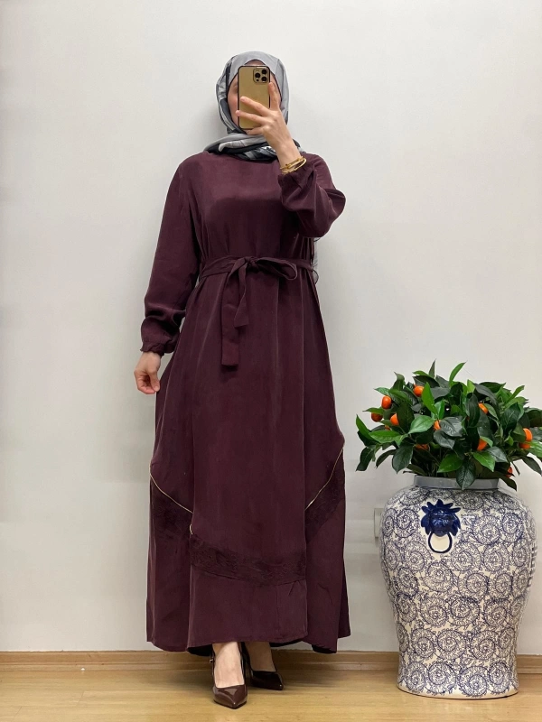 MissWhence Nakış Detaylı Ferm.Cupro Elbise 25Y-37800