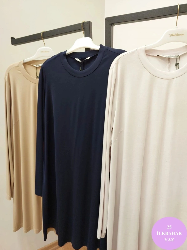 MissWhence Pamuk Kollu Uzun Tunik 25Y-37029