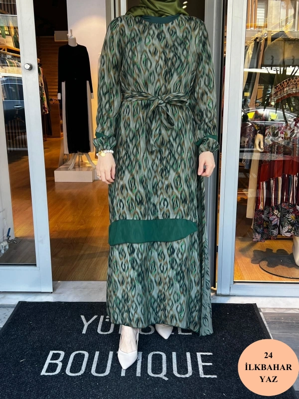 MissWhence Şifon Detaylı Cupra İpek Elbise 35837