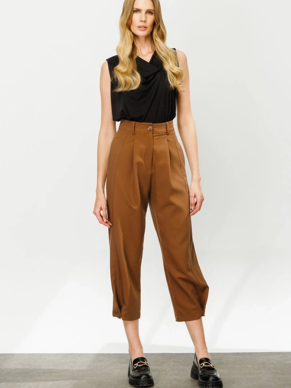 On Triko Bol Paça Yüksek Bel Pantolon 24K24147