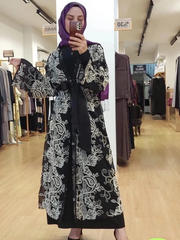 Zems Tül Kap Siyah Desenli 25Y-2668