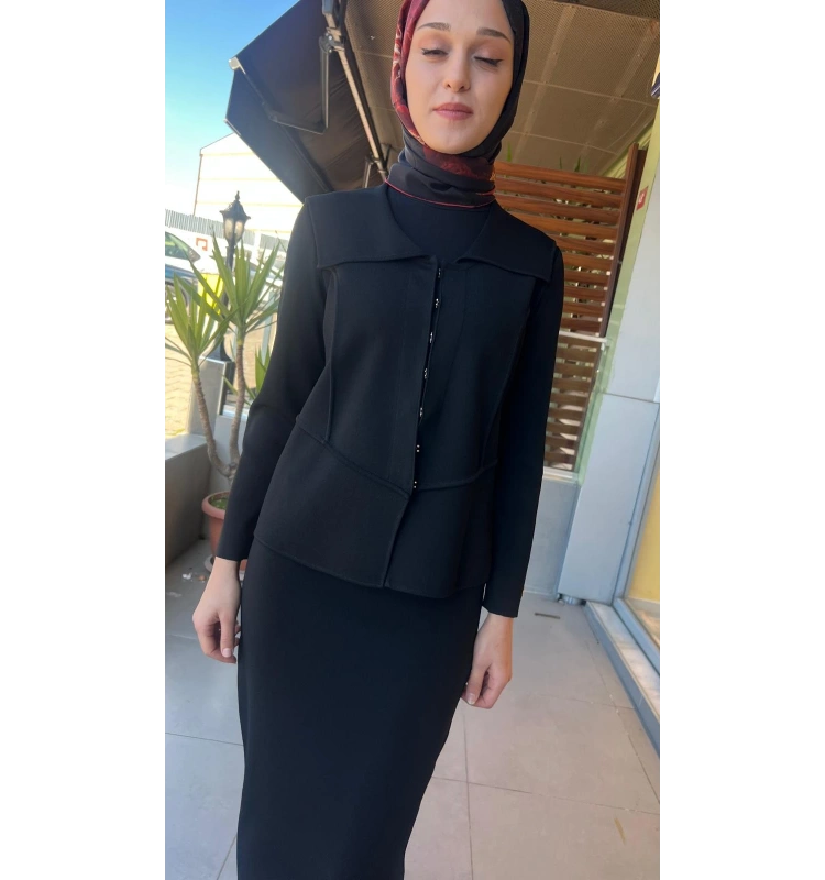 Yaka Detaylı Triko Şık Ceket T26Y-8204