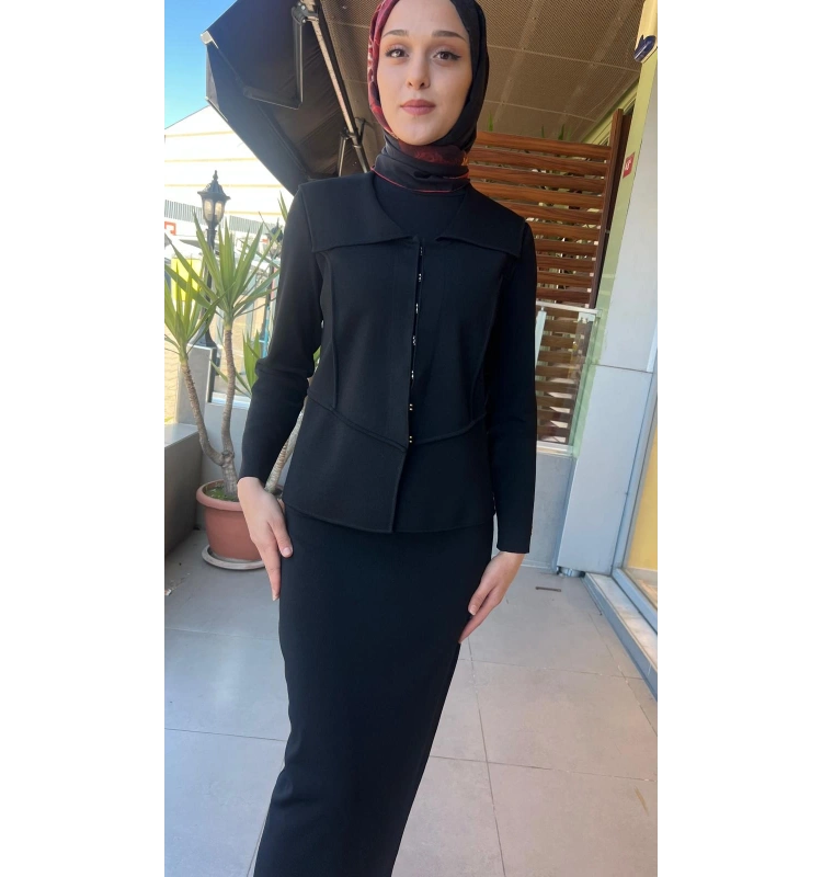 Yaka Detaylı Triko Şık Ceket T26Y-8204