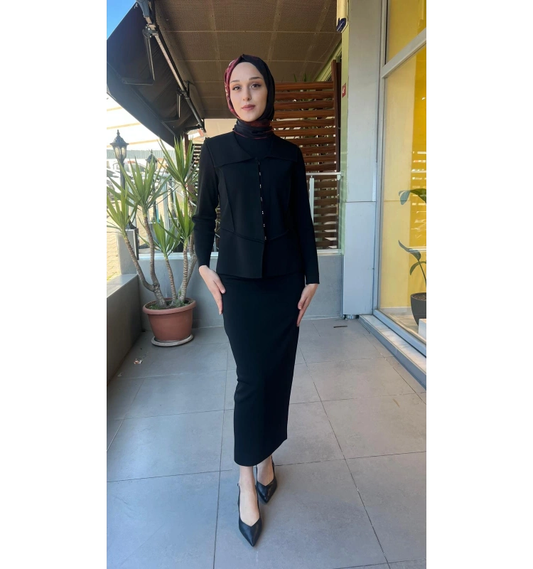 Yaka Detaylı Triko Şık Ceket T26Y-8204