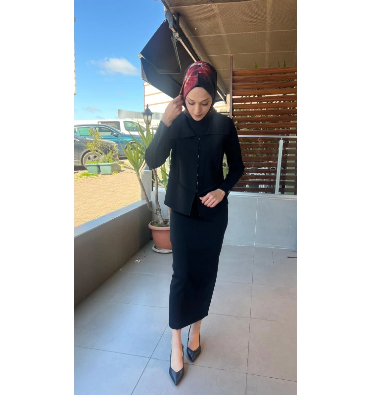 Yaka Detaylı Triko Şık Ceket T26Y-8204