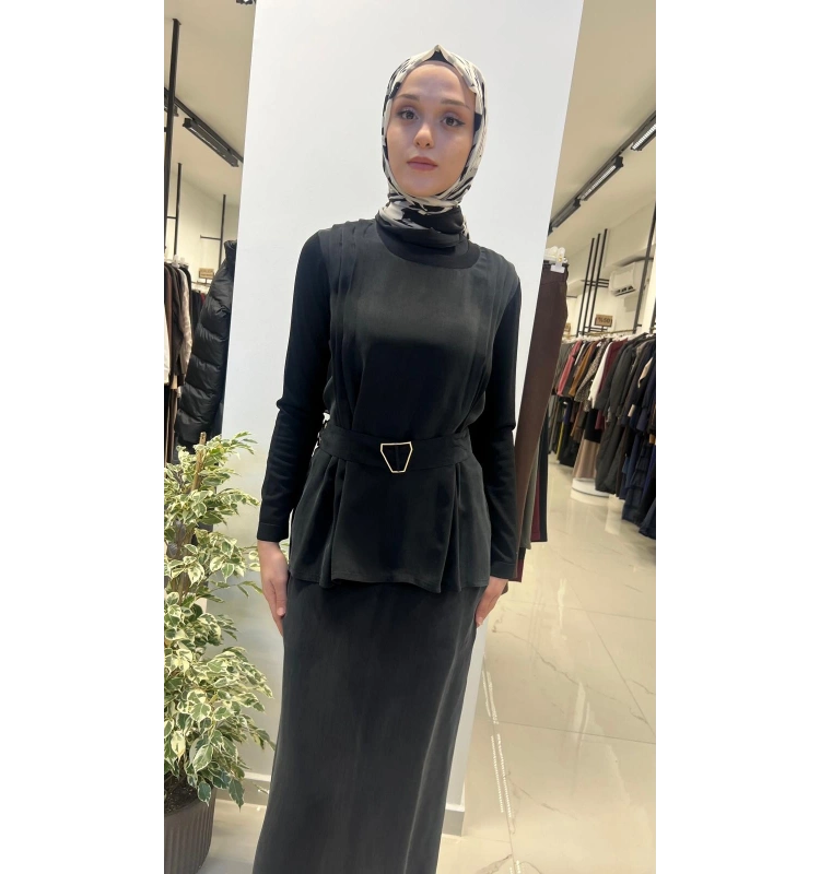 Kemerli Pile Detaylı Cupro Tunik T26Y-6003