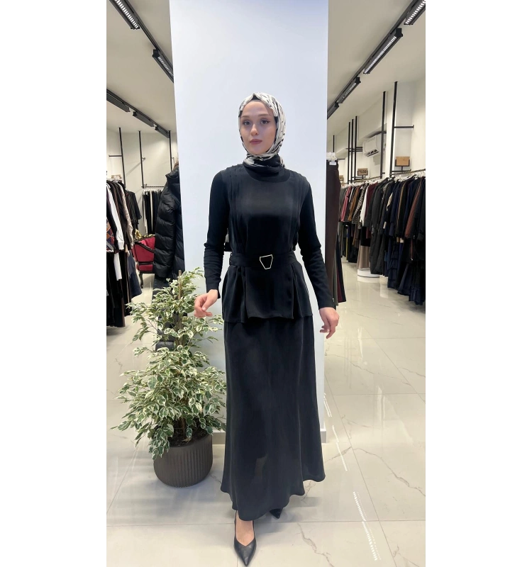 Kemerli Pile Detaylı Cupro Tunik T26Y-6003