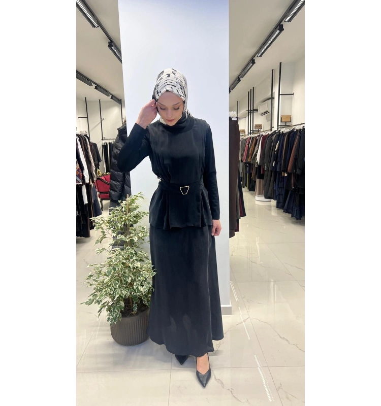 Kemerli Pile Detaylı Cupro Tunik T26Y-6003